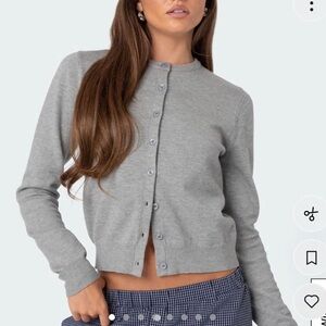 Edikted Light Gray Button-Up Cardigan